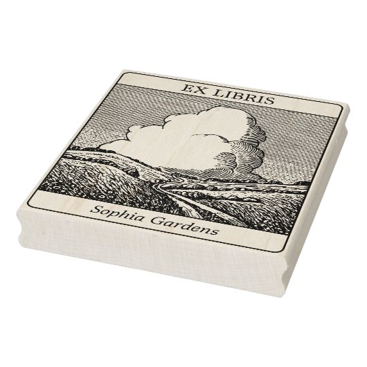 Ex Libris - Imaginair landschap met Cloud v2 Rubberstempel (Stempel)