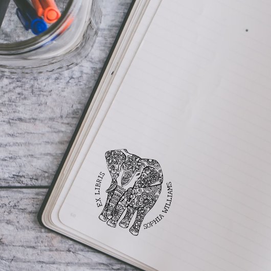 Ex Libris, Indiaas olifantenboek Rubberstempel