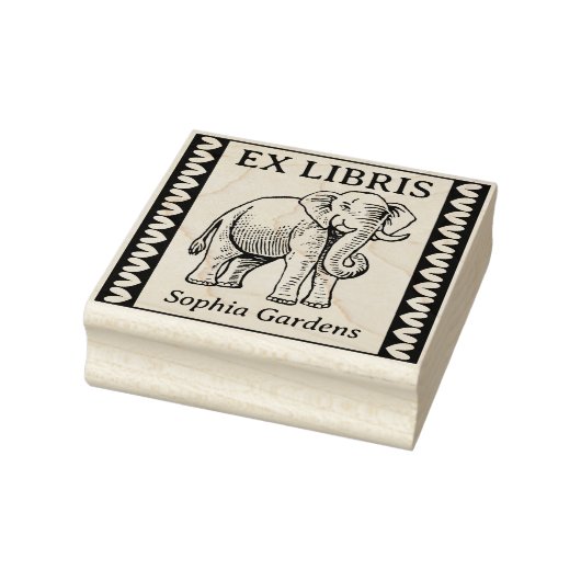 Ex Libris - Indische olifant - Grenzen Rubberstempel (Stempel)