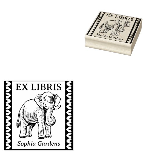 Ex Libris - Indische olifant - Grenzen Rubberstempel (Gestempeld)