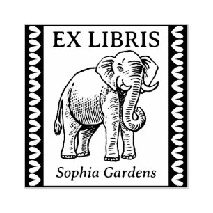 Ex Libris - Indische olifant - Grenzen Rubberstempel