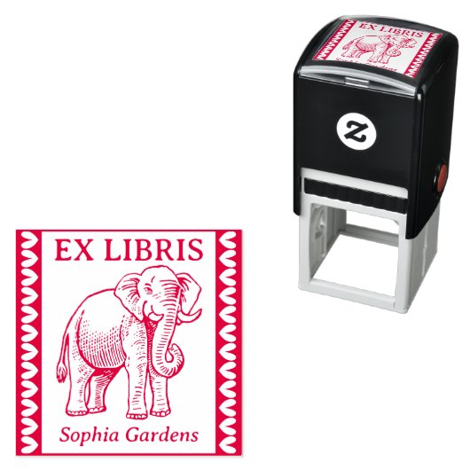 Ex Libris - Indische olifant - Grenzen Zelfinktende Stempel (In situ)