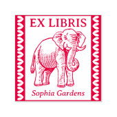 Ex Libris - Indische olifant - Grenzen Zelfinktende Stempel (Design)