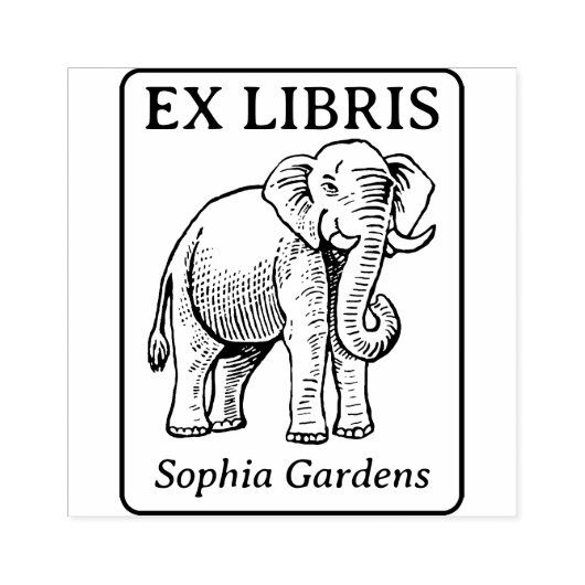 Ex Libris - Indische olifant Rubberstempel (Afrduk)
