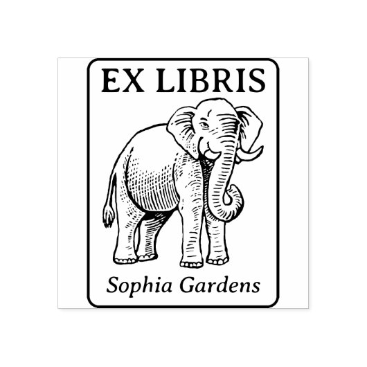 Ex Libris - Indische olifant Rubberstempel (Afrduk)