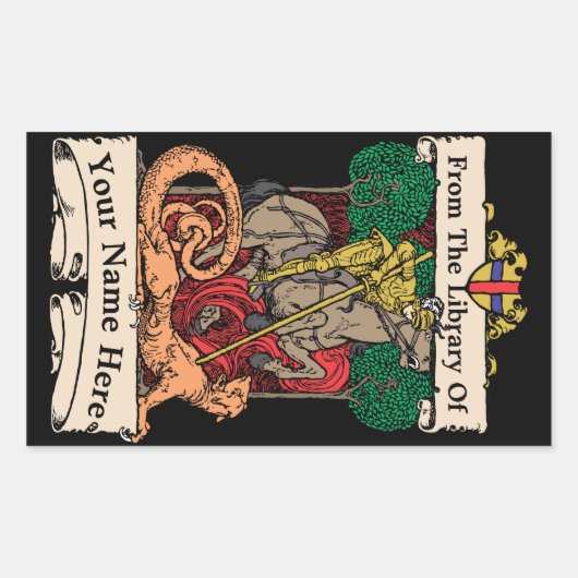  Ex Libris Knight & Dragon Label Sjabloon (Voorkant)
