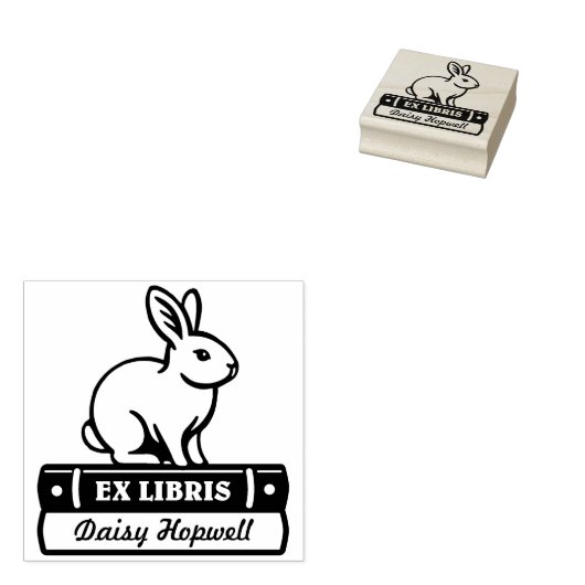 Ex Libris - Konijn Rubberstempel (Gestempeld)