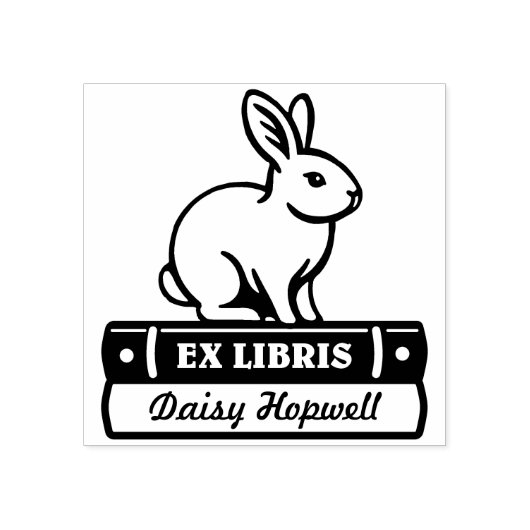 Ex Libris - Konijn Rubberstempel (Afrduk)