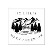 Ex Libris Land Handgetekende Berg Aangepaste Naam Rubberstempel (Afrduk)
