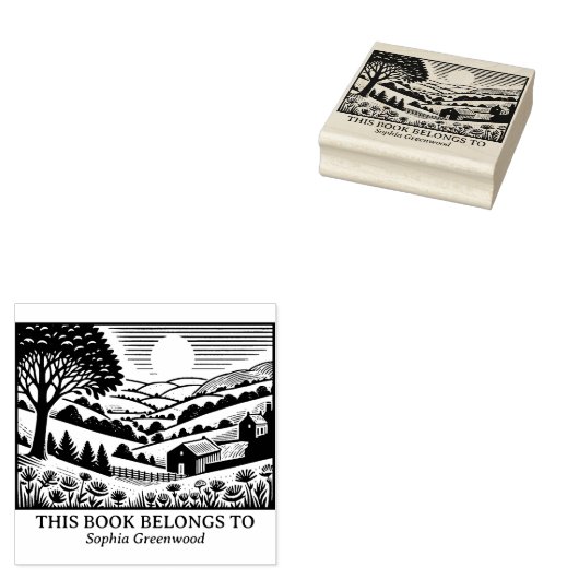 Ex Libris - Landelijk landschap 02 Rubberstempel (Gestempeld)