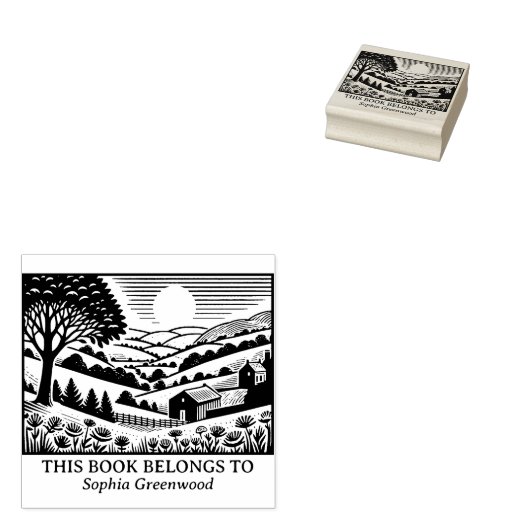Ex Libris - Landelijk landschap 02 Rubberstempel (Gestempeld)