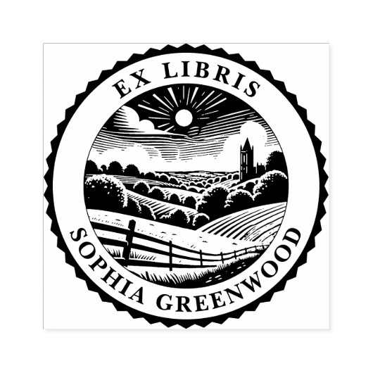 Ex Libris - Landelijk landschap 03 Rubberstempel (Afrduk)