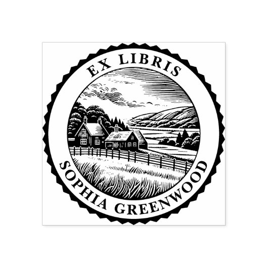 Ex Libris - Landelijk landschap 04 Rubberstempel (Afrduk)