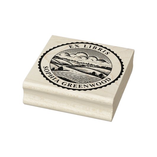 Ex Libris - Landelijk landschap 05 Rubberstempel (Stempel)