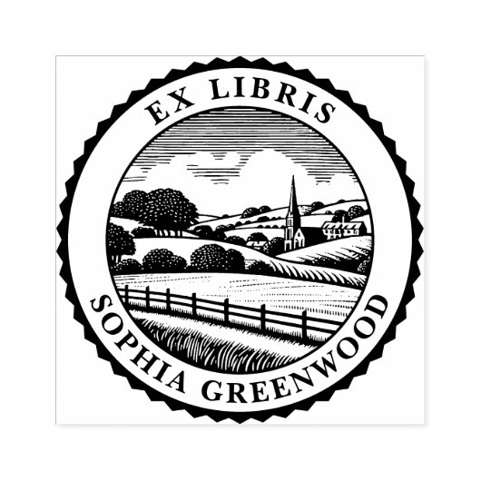 Ex Libris - Landelijk landschap 06 Rubberstempel (Afrduk)