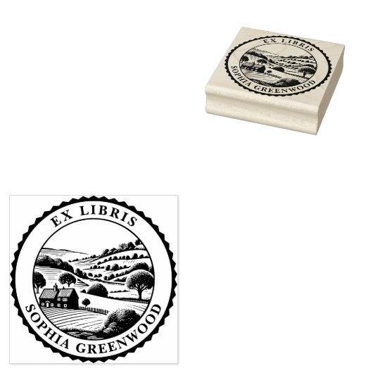Ex Libris - Landelijk landschap 07 Rubberstempel (Gestempeld)