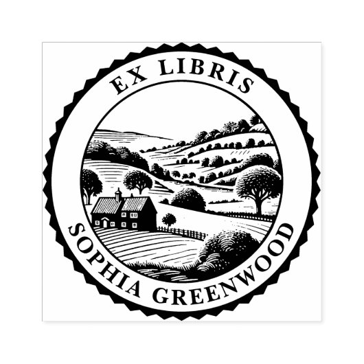 Ex Libris - Landelijk landschap 07 Rubberstempel (Afrduk)