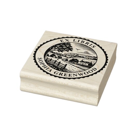 Ex Libris - Landelijk landschap Rubberstempel (Stempel)