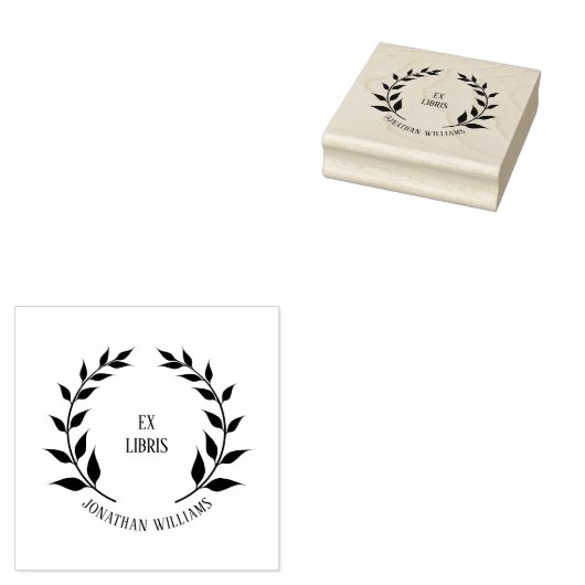 ex libris laurier krans aangepaste boek rubberstempel (Gestempeld)