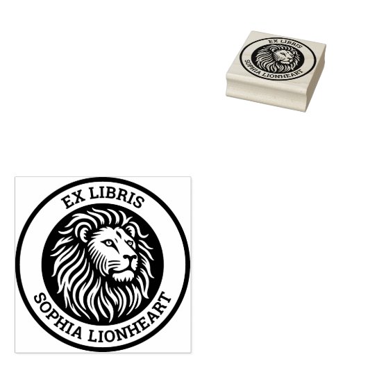 Ex Libris - Leeuw Rubberstempel (Gestempeld)