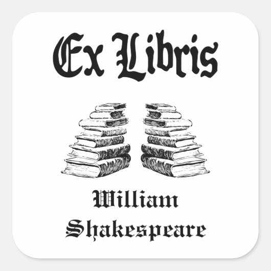 Ex Libris  Letters Boeken Aangepaste Boekplaat Vierkante Sticker (Voorkant)