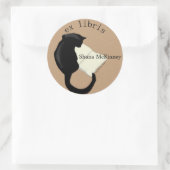 Ex Libris Lezen Kat Afgeronde Boekplaat Ronde Sticker (Tas)