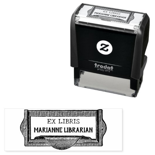 "EX LIBRIS" Library Hardware Bookplate Zelfinktende Stempel (In situ)