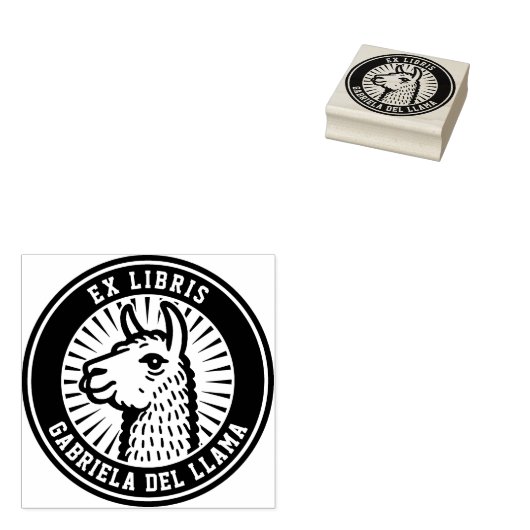 Ex Libris - Llama Kampioen Rubberstempel (Gestempeld)
