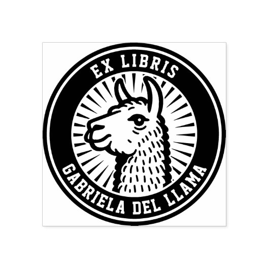 Ex Libris - Llama Kampioen Rubberstempel (Afrduk)
