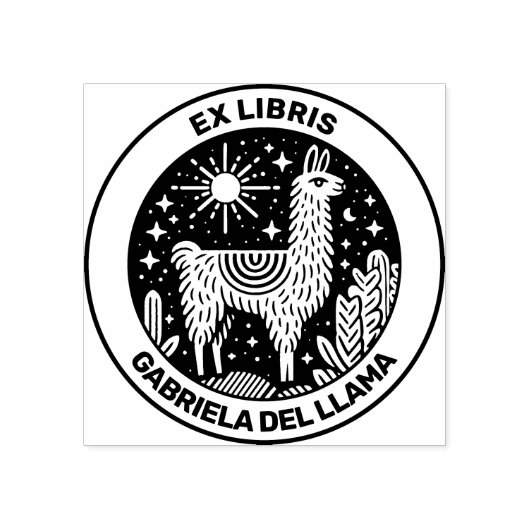 Ex Libris - Llama Rubberstempel (Afrduk)