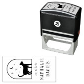 Ex Libris | Magische Maan Sterren & Kat Bibliothee Zelfinktende Stempel (In situ)