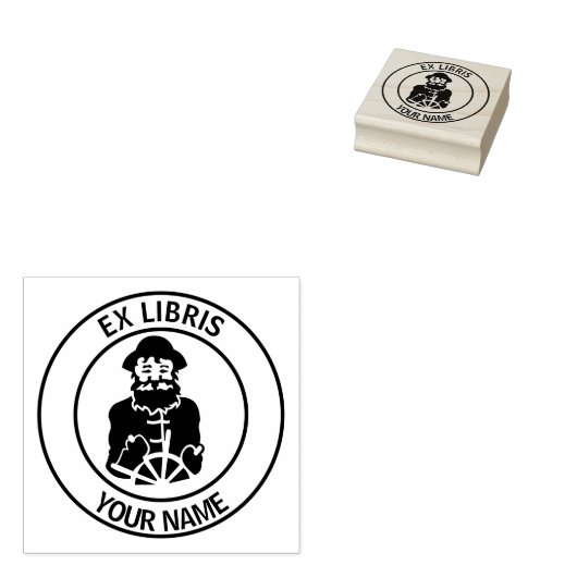 Ex libris matroos boekenplaat rubberstempel (Gestempeld)