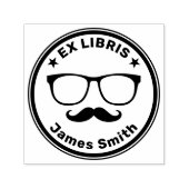 Ex Libris met bril en snor | Hipster Zelfinktende Stempel (Design)