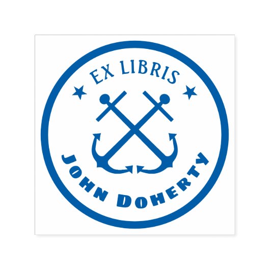 Ex Libris met twee ankers |  Zelfinktende Stempel (Design)