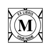Ex libris Monogram boekenplaat Rubberstempel (Afrduk)