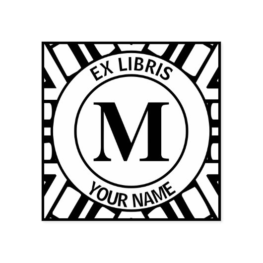 Ex libris Monogram boekenplaat Rubberstempel (Afrduk)