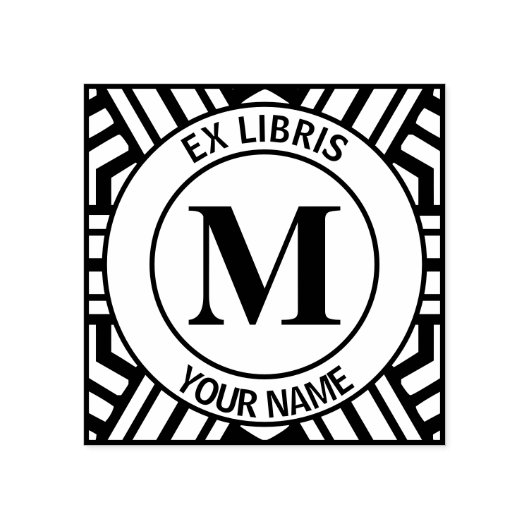 Ex libris Monogram boekenplaat Rubberstempel (Afrduk)
