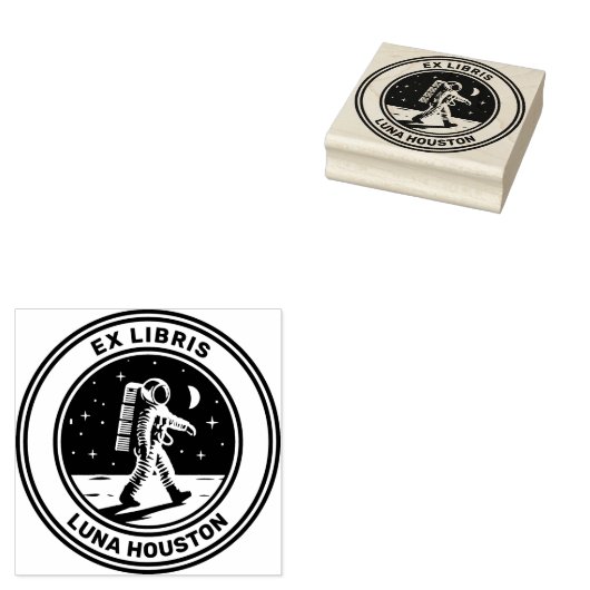 Ex Libris - Moon Walk Rubberstempel (Gestempeld)
