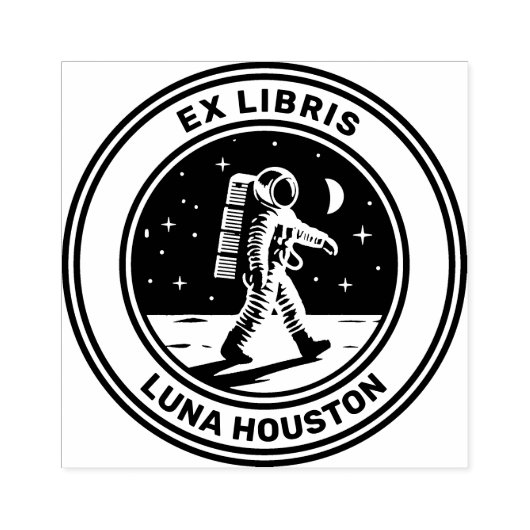 Ex Libris - Moon Walk Rubberstempel (Afrduk)