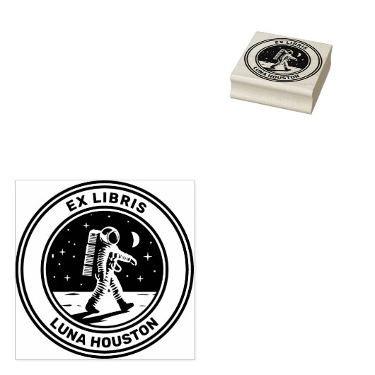 Ex Libris - Moon Walk Rubberstempel (Gestempeld)