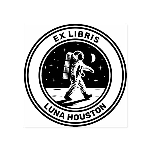 Ex Libris - Moon Walk Rubberstempel (Afrduk)