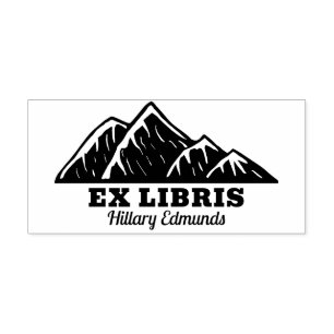 Ex Libris Mountains Rubber Stamp Zelfinktende Stempel