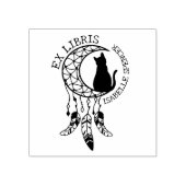 Ex Libris Mystic Cat, Moon Dream Catcher Boek Rubberstempel (Afrduk)