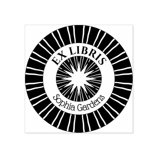 Ex Libris Mystical Star Burst v3 Rubberstempel (Afrduk)