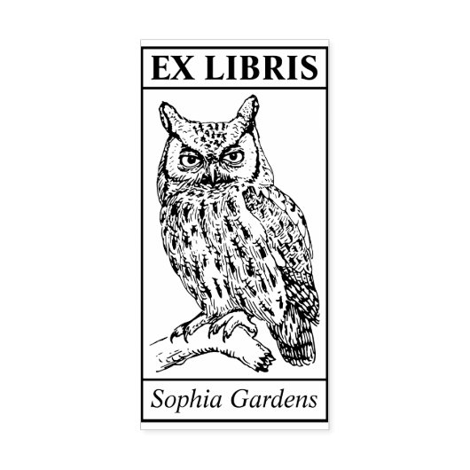 Ex Libris - Owl Rubberstempel (Afrduk)