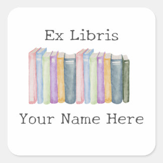 Ex Libris Pastel Boekplaat Vierkante Sticker