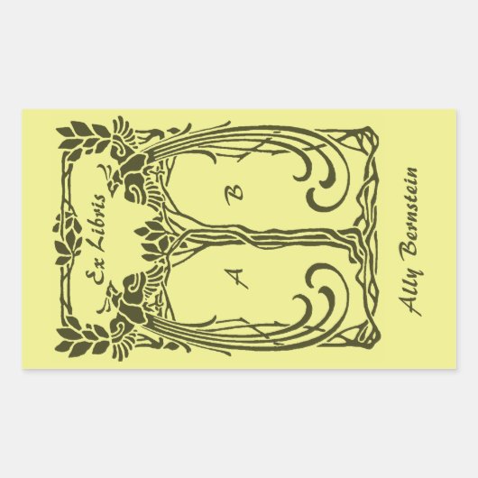 Ex Libris pauw voegt initialen toe Rechthoekige Sticker (Voorkant)