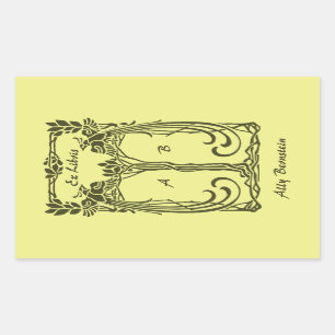 Ex Libris pauw voegt initialen toe Rechthoekige Sticker