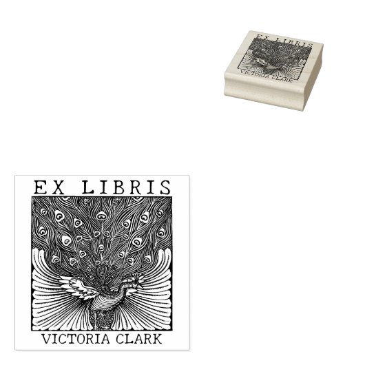  Ex Libris Peacock, Aangepast boek Rubberstempel (Gestempeld)