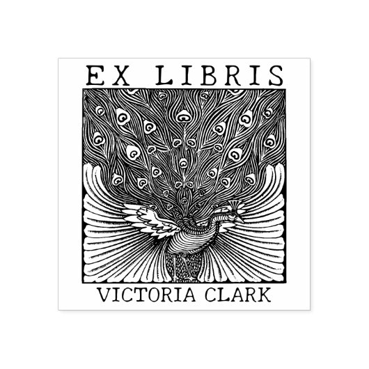  Ex Libris Peacock, Aangepast boek Rubberstempel (Afrduk)